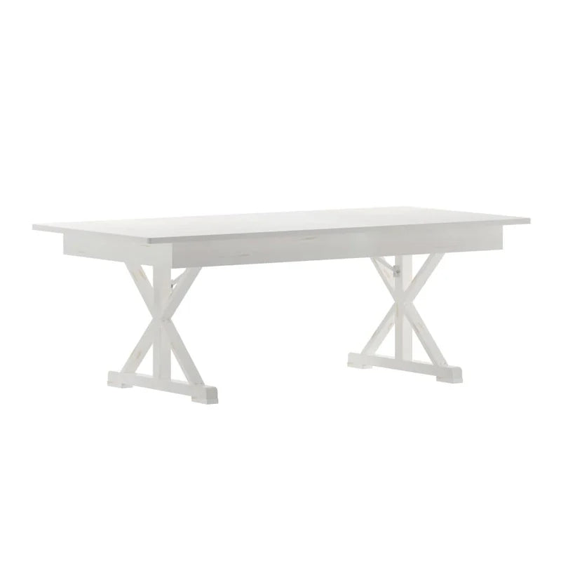 Table à manger pliante rectangulaire en pin massif antique et rustique de 2,1 m x 1,2 m