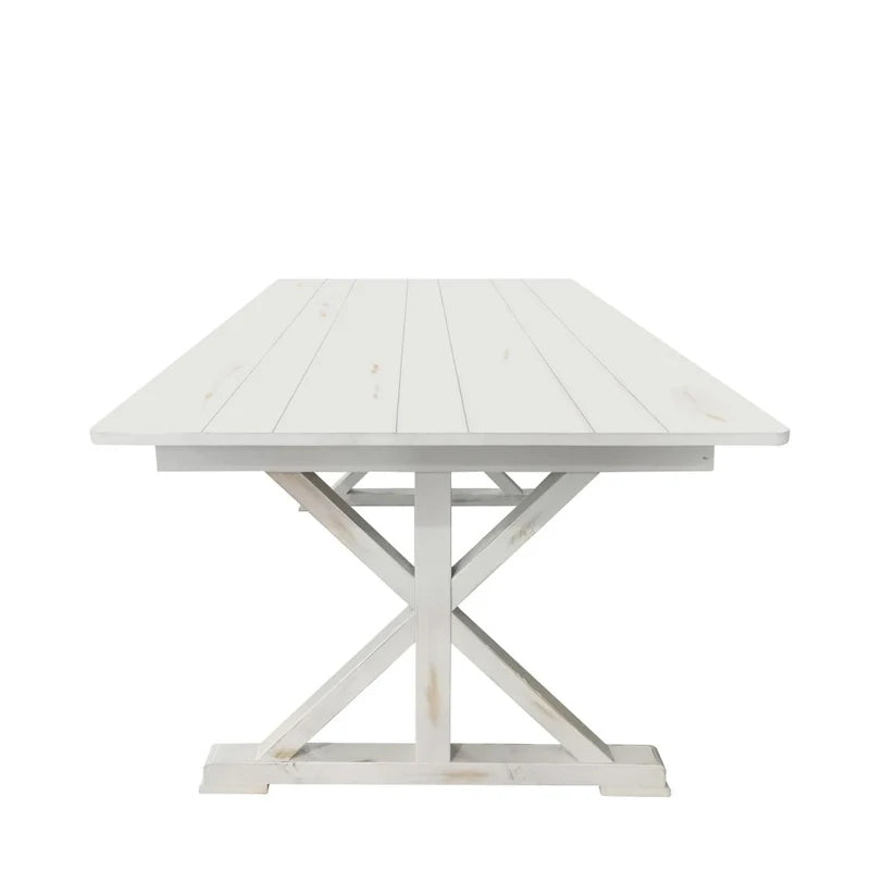 Table à manger pliante rectangulaire en pin massif antique et rustique de 2,1 m x 1,2 m