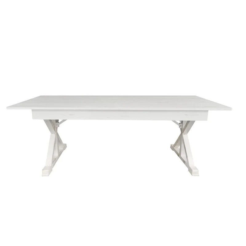 Table à manger pliante rectangulaire en pin massif antique et rustique de 2,1 m x 1,2 m