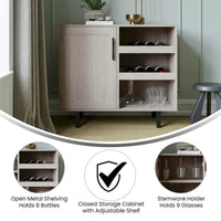 Meuble d'appoint et meuble bar avec rangements ouverts et fermés