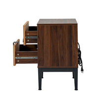 Table de chevet moderne 25 po de haut à 2 tiroirs avec station de recharge et pieds réglables (lot de 2) par HULALA HOME