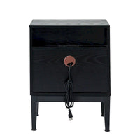 Table de chevet moderne 25 po de haut à 2 tiroirs avec station de recharge et pieds réglables (lot de 2) par HULALA HOME