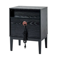 Table de chevet moderne 25 po de haut à 2 tiroirs avec station de recharge et pieds réglables (lot de 2) par HULALA HOME