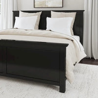 Lit King Oak Park en bois noir et deux tables de nuit