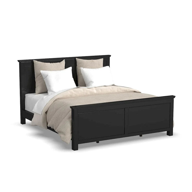 Lit King Oak Park en bois noir et deux tables de nuit