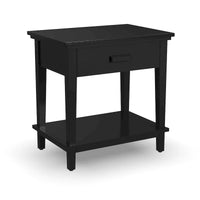 Lit King Oak Park en bois noir et deux tables de nuit