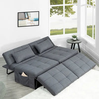 Lit convertible, Lit ottoman multifonction 4 en 1, Fauteuil-lit en lin respirant, Canapé-lit convertible