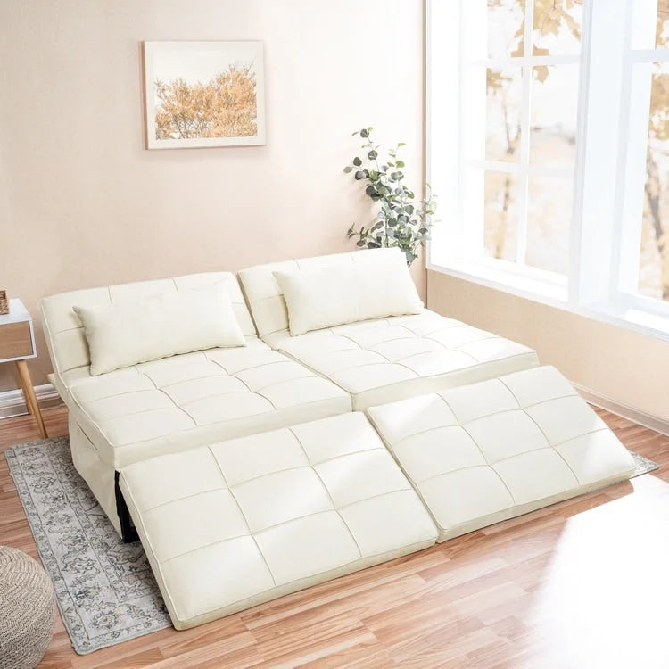 Lit convertible, Lit ottoman multifonction 4 en 1, Fauteuil-lit en lin respirant, Canapé-lit convertible