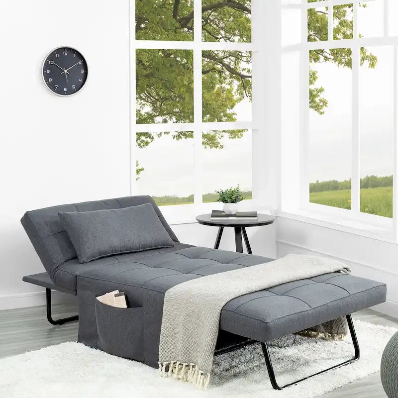 Lit convertible, Lit ottoman multifonction 4 en 1, Fauteuil-lit en lin respirant, Canapé-lit convertible