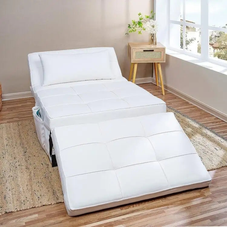 Lit convertible, Lit ottoman multifonction 4 en 1, Fauteuil-lit en lin respirant, Canapé-lit convertible