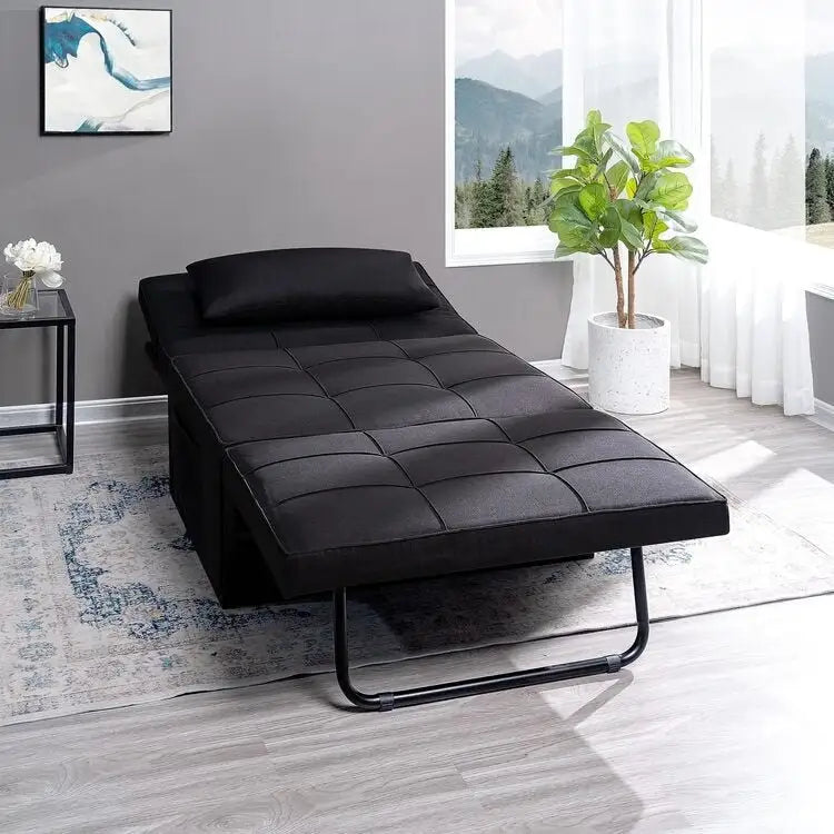 Lit convertible, Lit ottoman multifonction 4 en 1, Fauteuil-lit en lin respirant, Canapé-lit convertible
