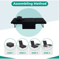 Lit convertible, Lit ottoman multifonction 4 en 1, Fauteuil-lit en lin respirant, Canapé-lit convertible