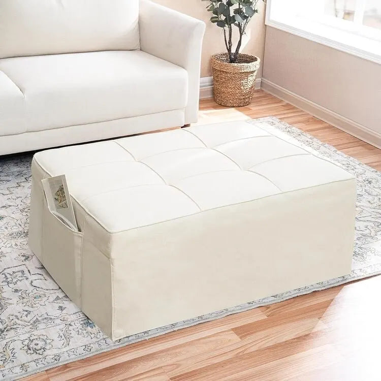 Lit convertible, Lit ottoman multifonction 4 en 1, Fauteuil-lit en lin respirant, Canapé-lit convertible