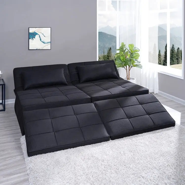 Lit convertible, Lit ottoman multifonction 4 en 1, Fauteuil-lit en lin respirant, Canapé-lit convertible