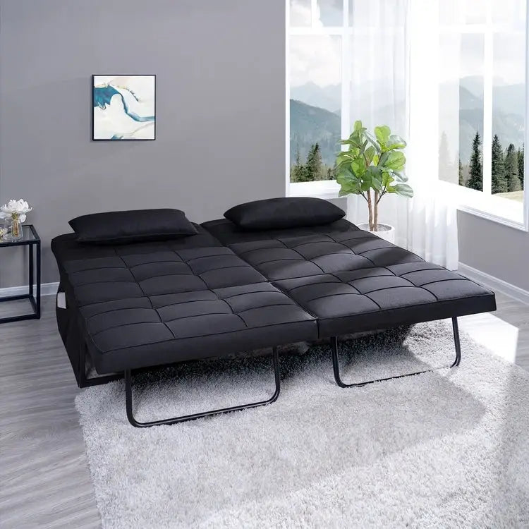Lit convertible, Lit ottoman multifonction 4 en 1, Fauteuil-lit en lin respirant, Canapé-lit convertible