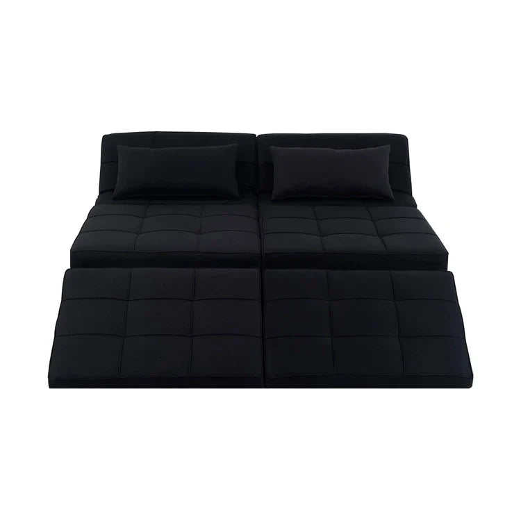 Lit convertible, Lit ottoman multifonction 4 en 1, Fauteuil-lit en lin respirant, Canapé-lit convertible