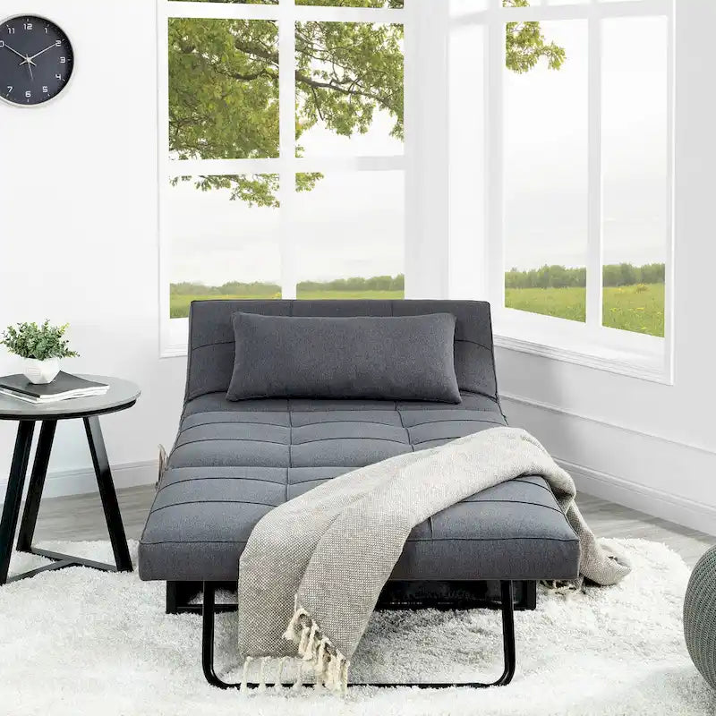 Lit convertible, Lit ottoman multifonction 4 en 1, Fauteuil-lit en lin respirant, Canapé-lit convertible