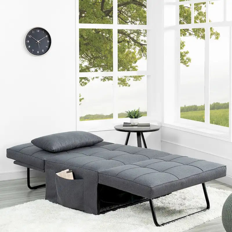 Lit convertible, Lit ottoman multifonction 4 en 1, Fauteuil-lit en lin respirant, Canapé-lit convertible
