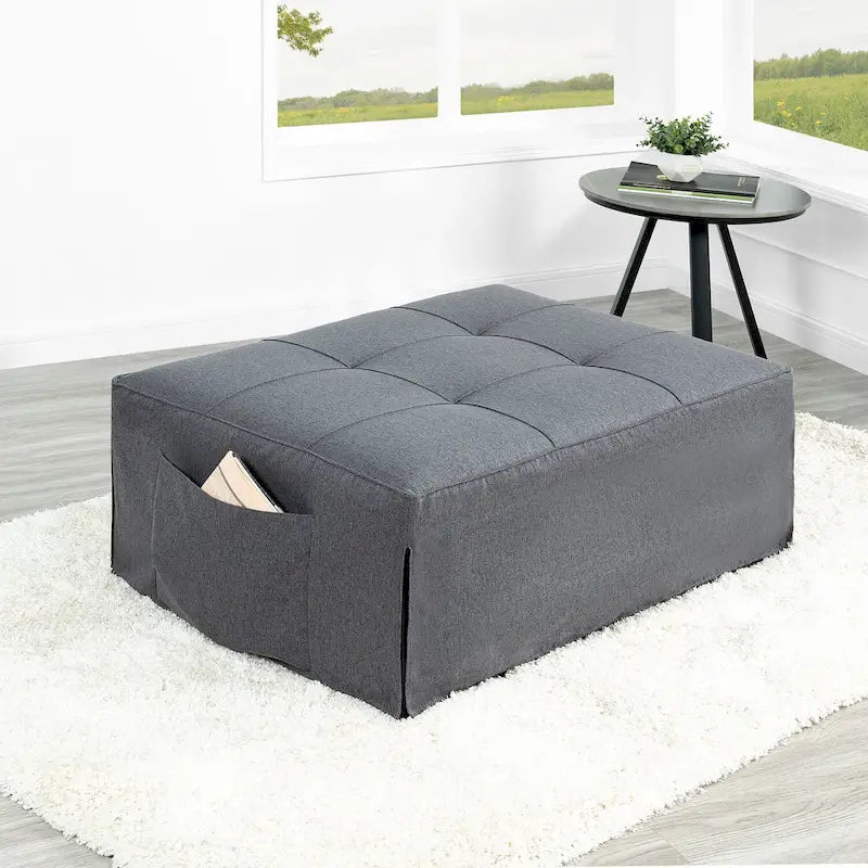 Lit convertible, Lit ottoman multifonction 4 en 1, Fauteuil-lit en lin respirant, Canapé-lit convertible