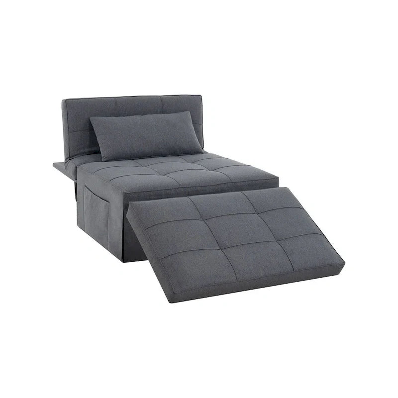 Lit convertible, Lit ottoman multifonction 4 en 1, Fauteuil-lit en lin respirant, Canapé-lit convertible