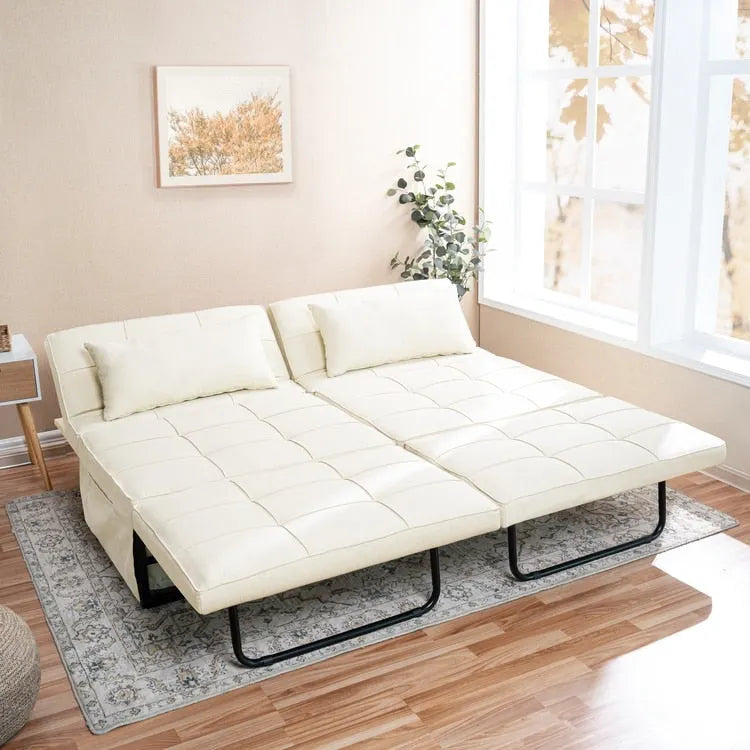 Lit convertible, Lit ottoman multifonction 4 en 1, Fauteuil-lit en lin respirant, Canapé-lit convertible