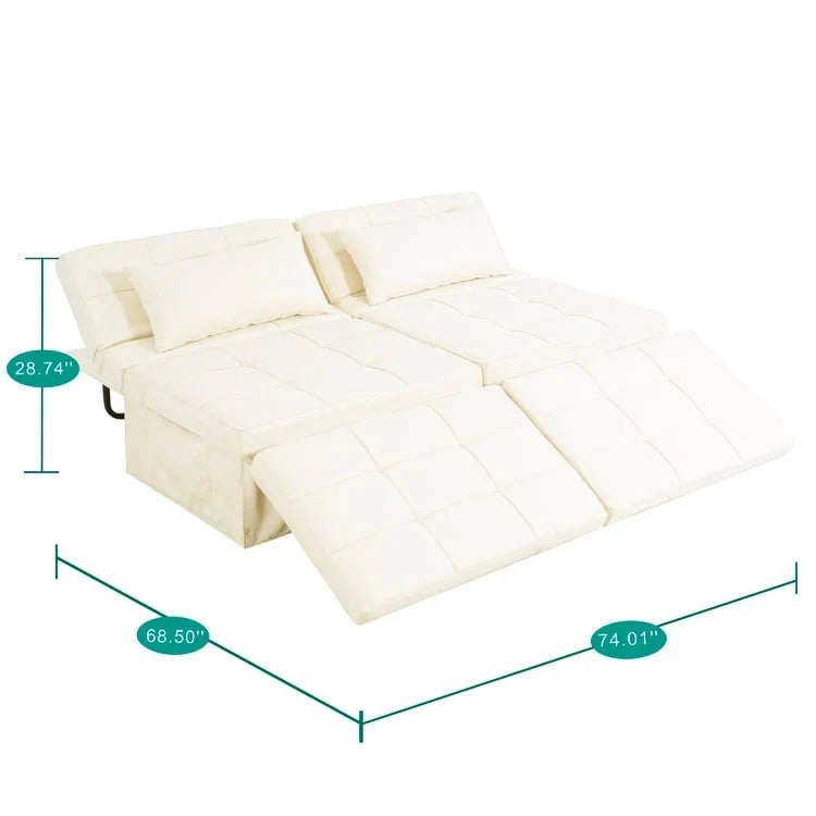 Lit convertible, Lit ottoman multifonction 4 en 1, Fauteuil-lit en lin respirant, Canapé-lit convertible