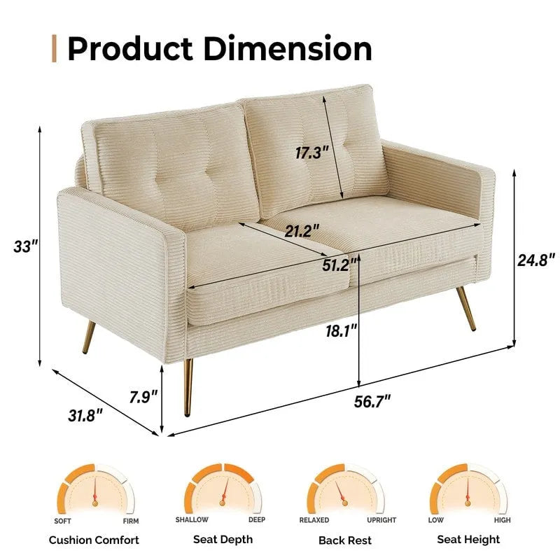 Causeuse Moderne VINGLI 56 pouces