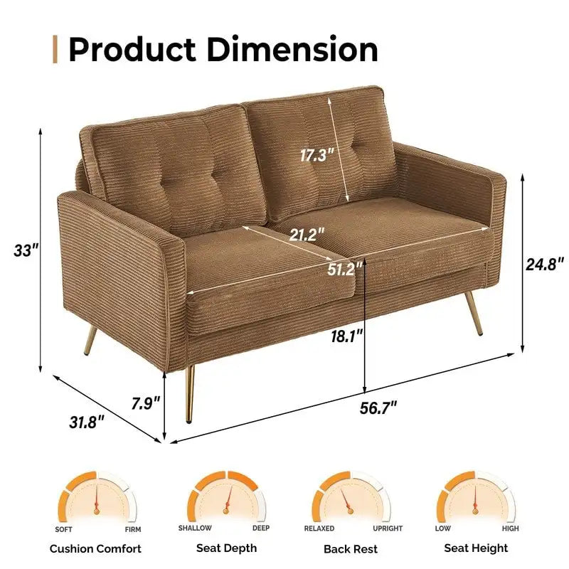Causeuse Moderne VINGLI 56 pouces