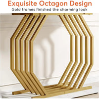 Console dorée, table d'entrée en faux marbre, table de canapé étroite, table d'appoint moderne 40 pouces avec base géométrique en métal