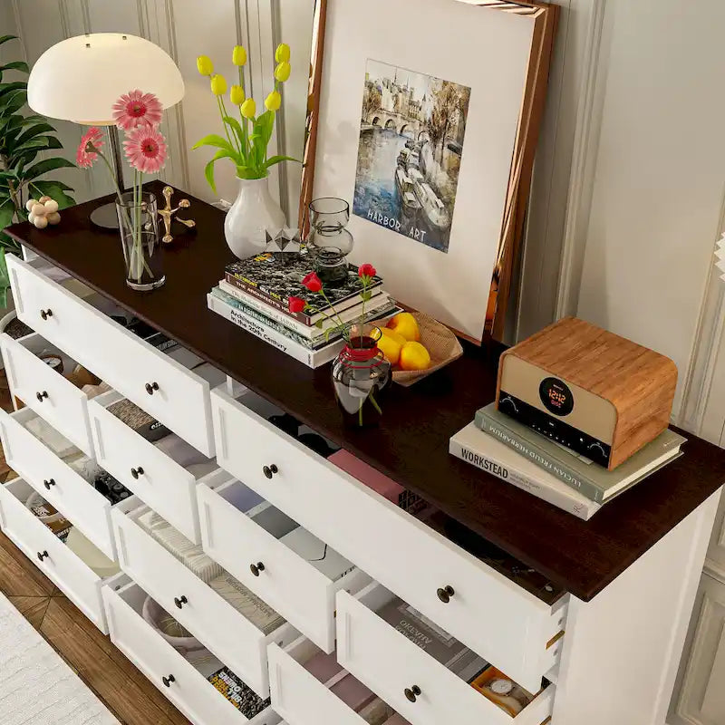 Commode à 12 tiroirs Legant 61W, meuble d'appoint pour la décoration intérieure moderne