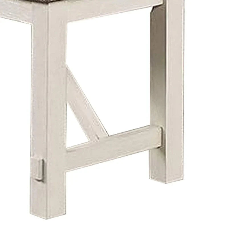 Banc de salle à manger Lexi de 50 pouces, assise rembourrée en tissu, bois d'hévéa, gris et blanc