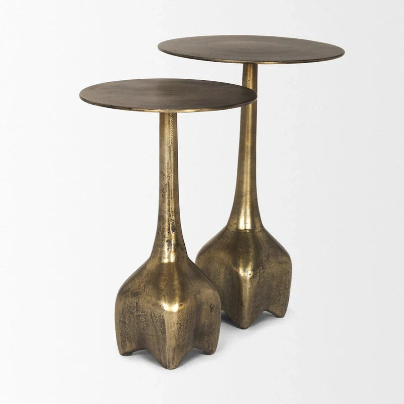 Risha grande table d'appoint en métal doré