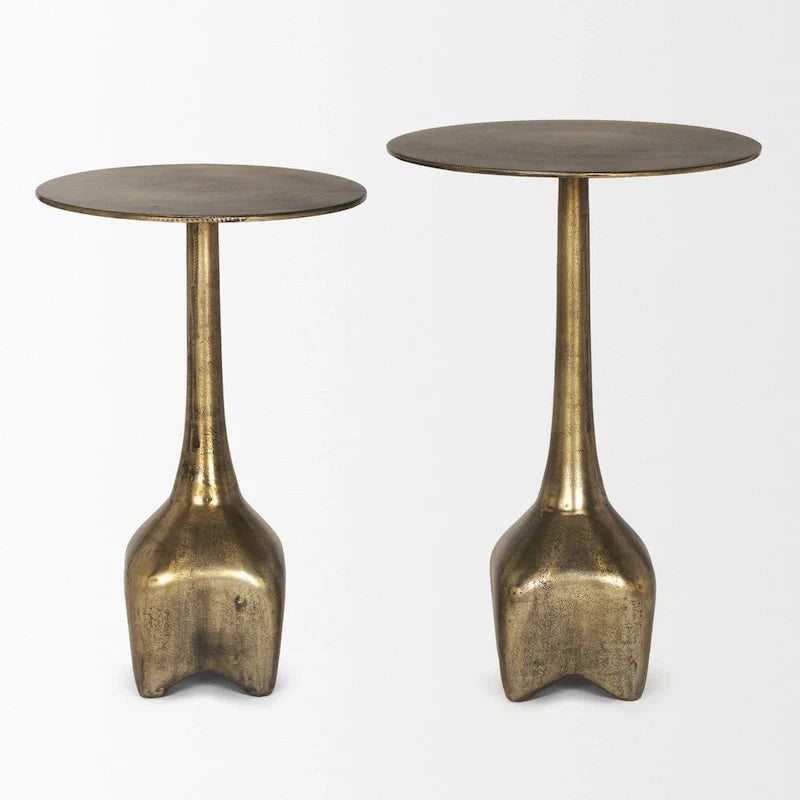 Risha grande table d'appoint en métal doré