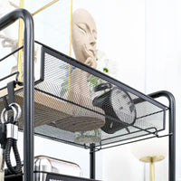 HOMCOM Chariot de service roulant à 5 niveaux, Chariot de rangement en métal, Desserte de cuisine avec paniers en maille amovibles, Noir