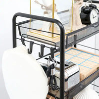 HOMCOM Chariot de service roulant à 5 niveaux, Chariot de rangement en métal, Desserte de cuisine avec paniers en maille amovibles, Noir