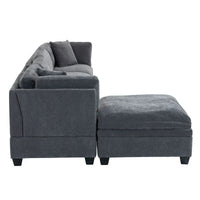 Canapé modulable avec pouf de rangement amovible, 2 porte-gobelets cachés