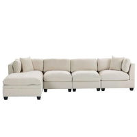 Canapé modulable avec pouf de rangement amovible, 2 porte-gobelets cachés