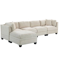 Canapé modulable avec pouf de rangement amovible, 2 porte-gobelets cachés
