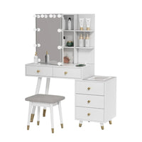 Ensemble coiffeuse 5 tiroirs avec prises