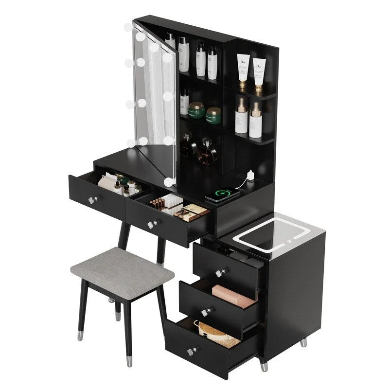 Ensemble coiffeuse 5 tiroirs avec prises