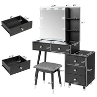 Ensemble coiffeuse 5 tiroirs avec prises