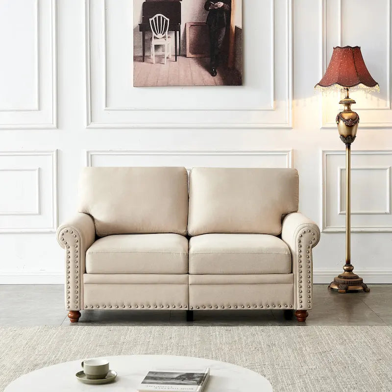 Canapé de rangement en tissu de lin (beige)