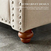 Canapé de rangement en tissu de lin (beige)