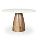 Allyson Table de salle à manger piédestal en marbre blanc et brun moyen, ronde, 48 po - 48,0 L x 48,0 l x 30,0 H