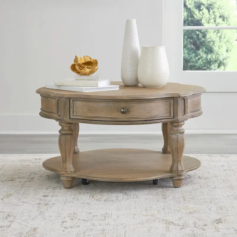 Table basse ronde en bisque patinée Magnolia Manor