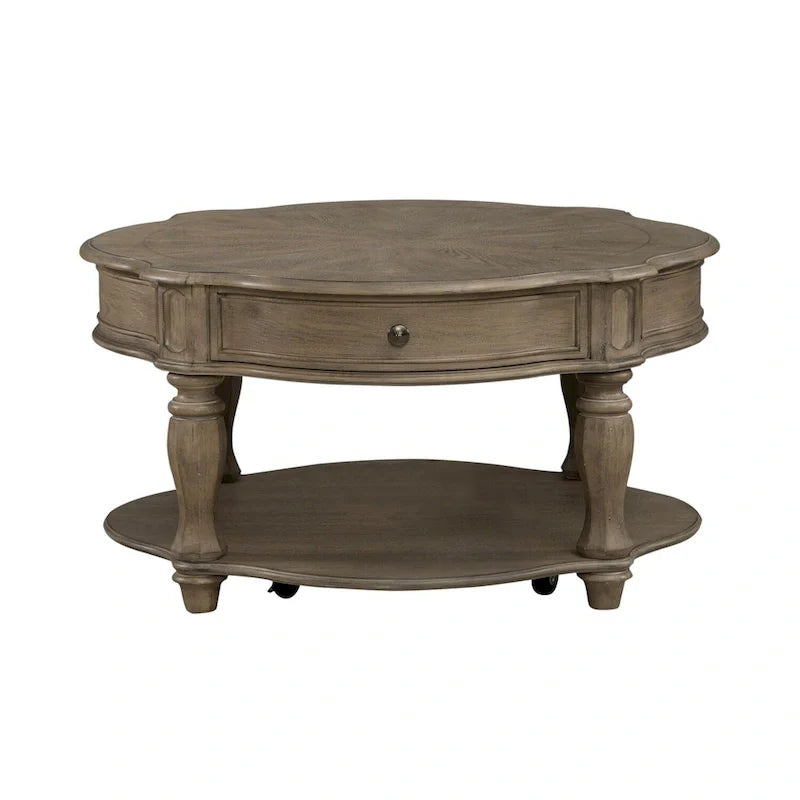 Table basse ronde en bisque patinée Magnolia Manor