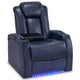 Fauteuil inclinable électrique MCombo, Siège de cinéma maison avec appui-tête réglable et tablette, Cuir respirant HTS422