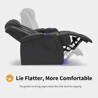 Fauteuil inclinable électrique MCombo, Siège de cinéma maison avec appui-tête réglable et tablette, Cuir respirant HTS422