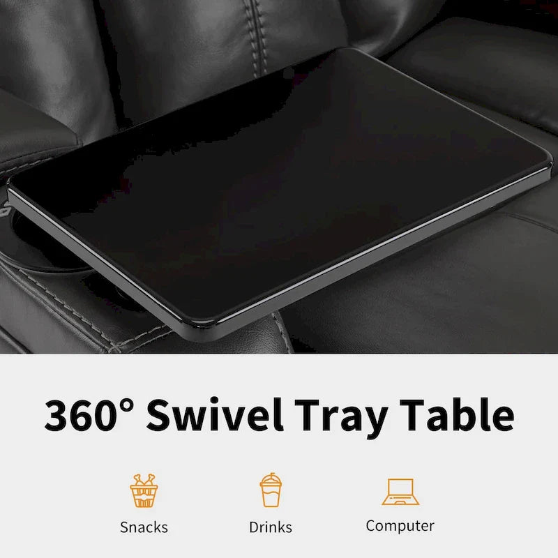 Fauteuil inclinable électrique MCombo, Siège de cinéma maison avec appui-tête réglable et tablette, Cuir respirant HTS422