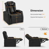 Fauteuil inclinable électrique MCombo, Siège de cinéma maison avec appui-tête réglable et tablette, Cuir respirant HTS422
